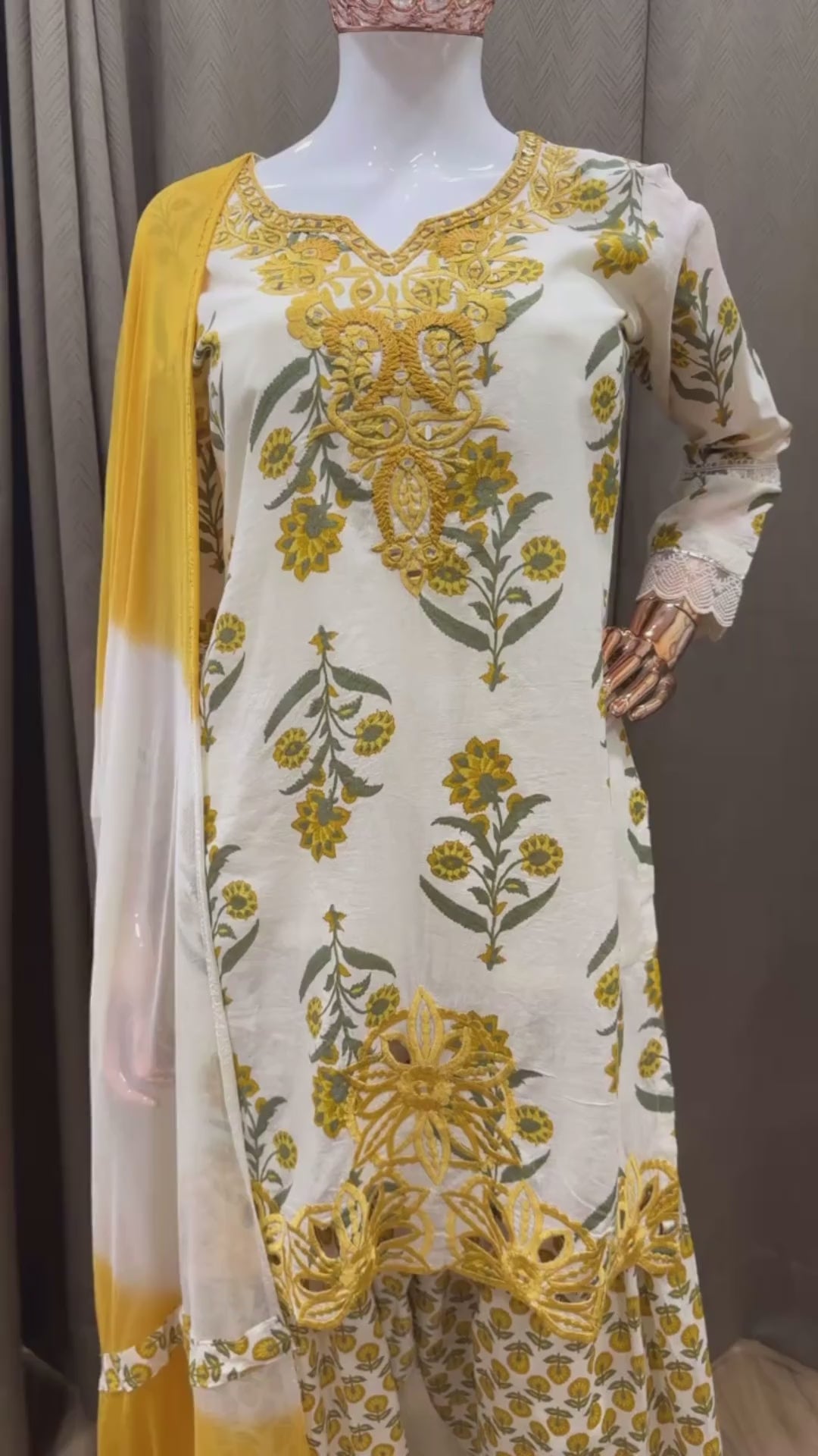White and yellow suit with farshi salwar