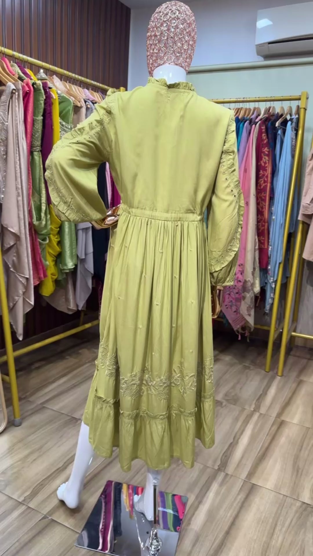 Yellow one piece dress bohemian embroidery