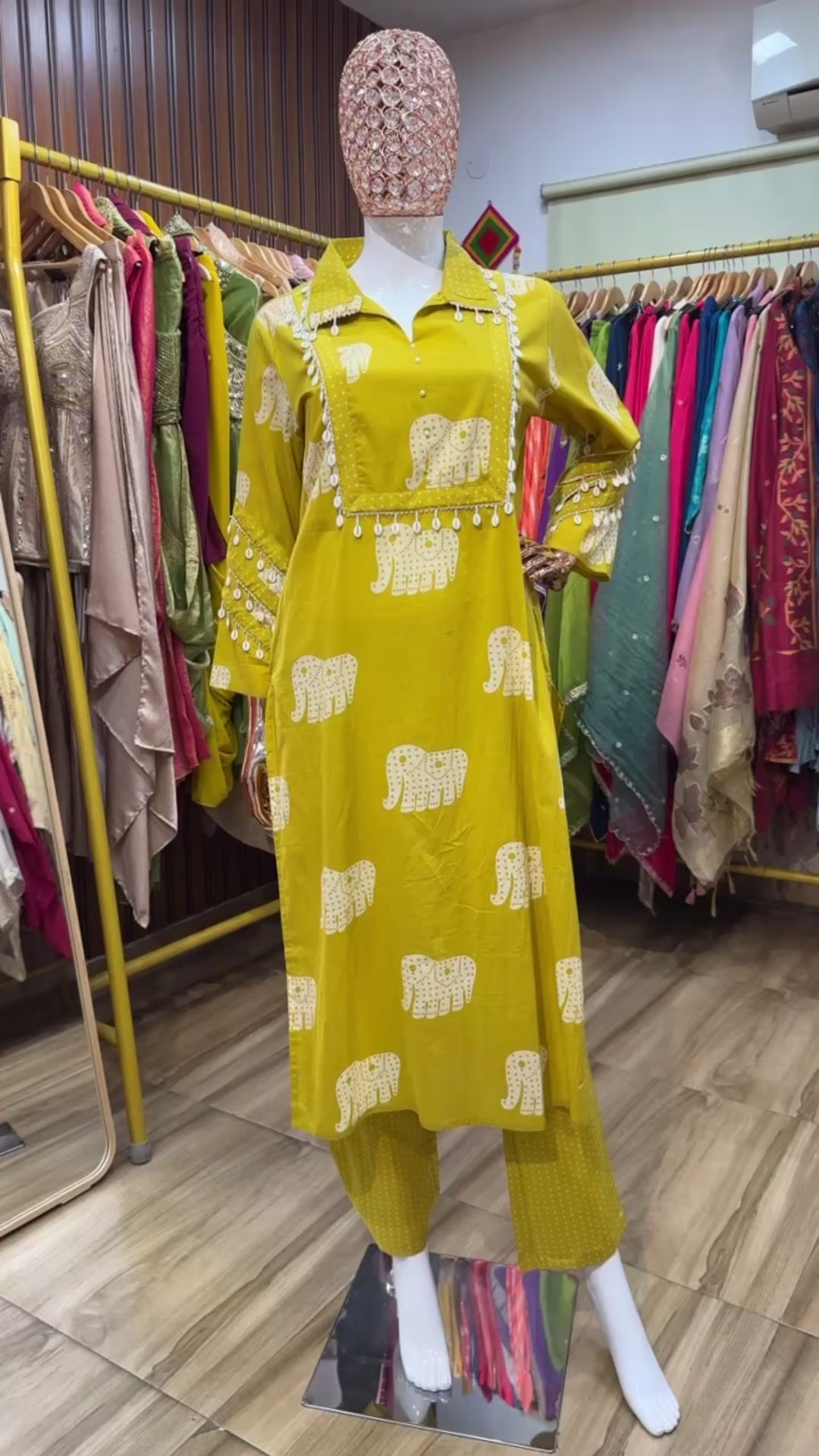 Yellow elephant print co ord set