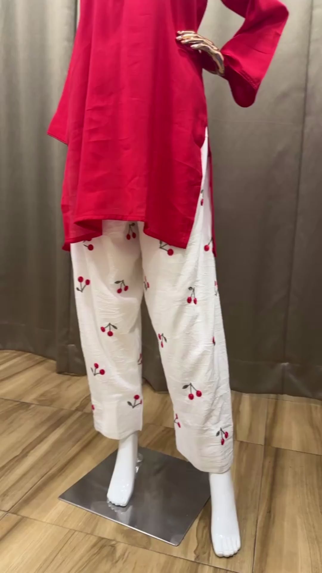 Red Cherry Farsi salwar Co-ord