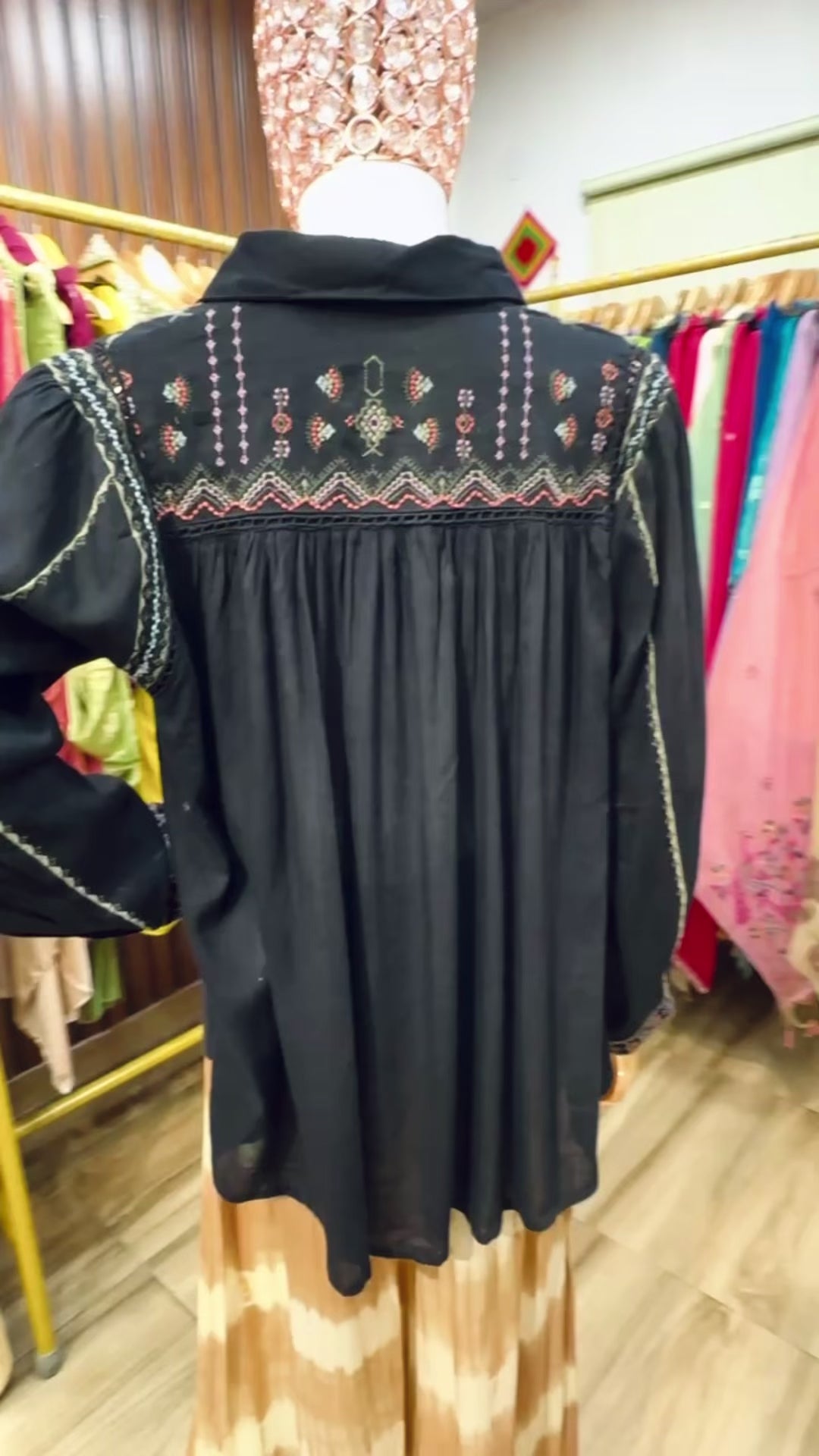 Black top Bohemian embroidery