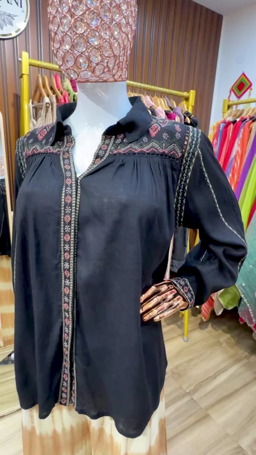 Black top Bohemian embroidery